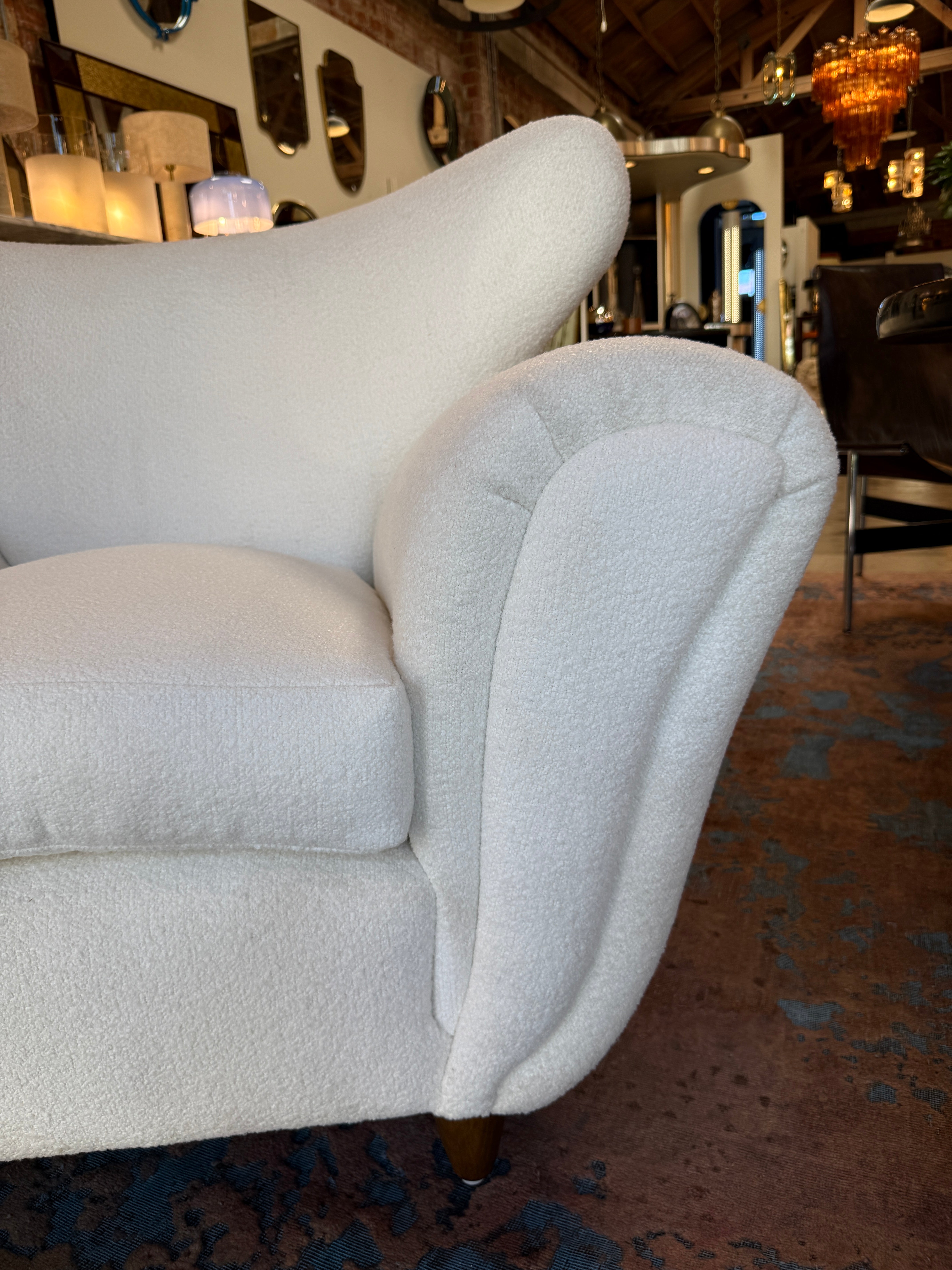 Pair of Italian Boucle Armchairs Attributed to Guglielmo Ulrich