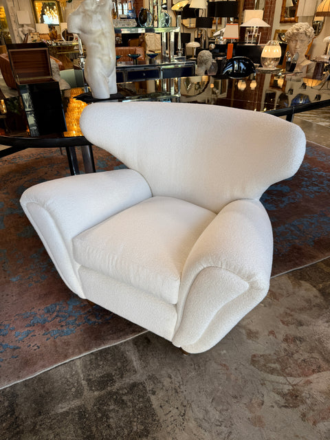Pair of Italian Boucle Armchairs Attributed to Guglielmo Ulrich