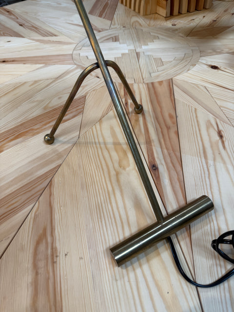 Mid-Century Stilnovo Adjustable Black/White Table Lamp in Brass, Italy