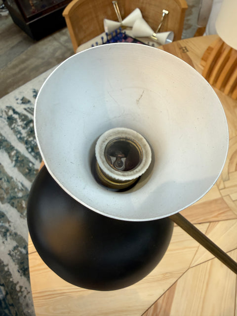 Mid-Century Stilnovo Adjustable Black/White Table Lamp in Brass, Italy