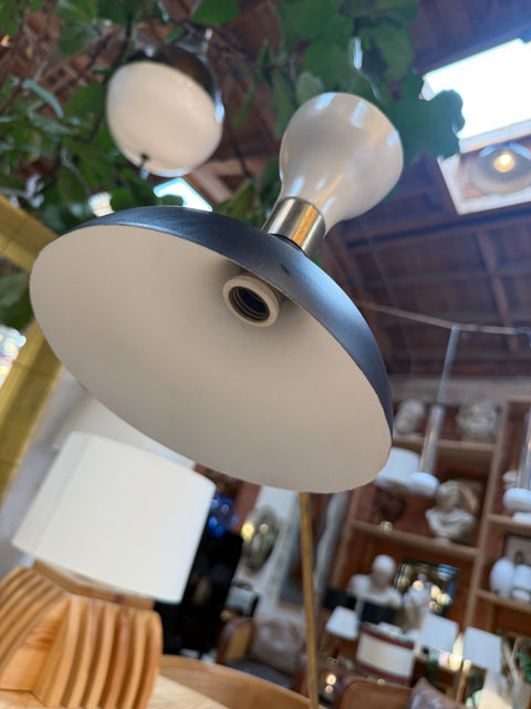 Mid-Century Stilnovo Adjustable Black/White Table Lamp in Brass, Italy