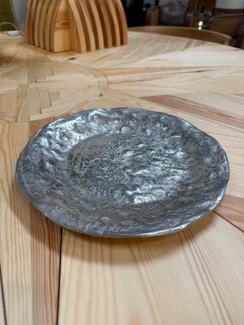 Sculptural Silver-Tone Decorative Dish
