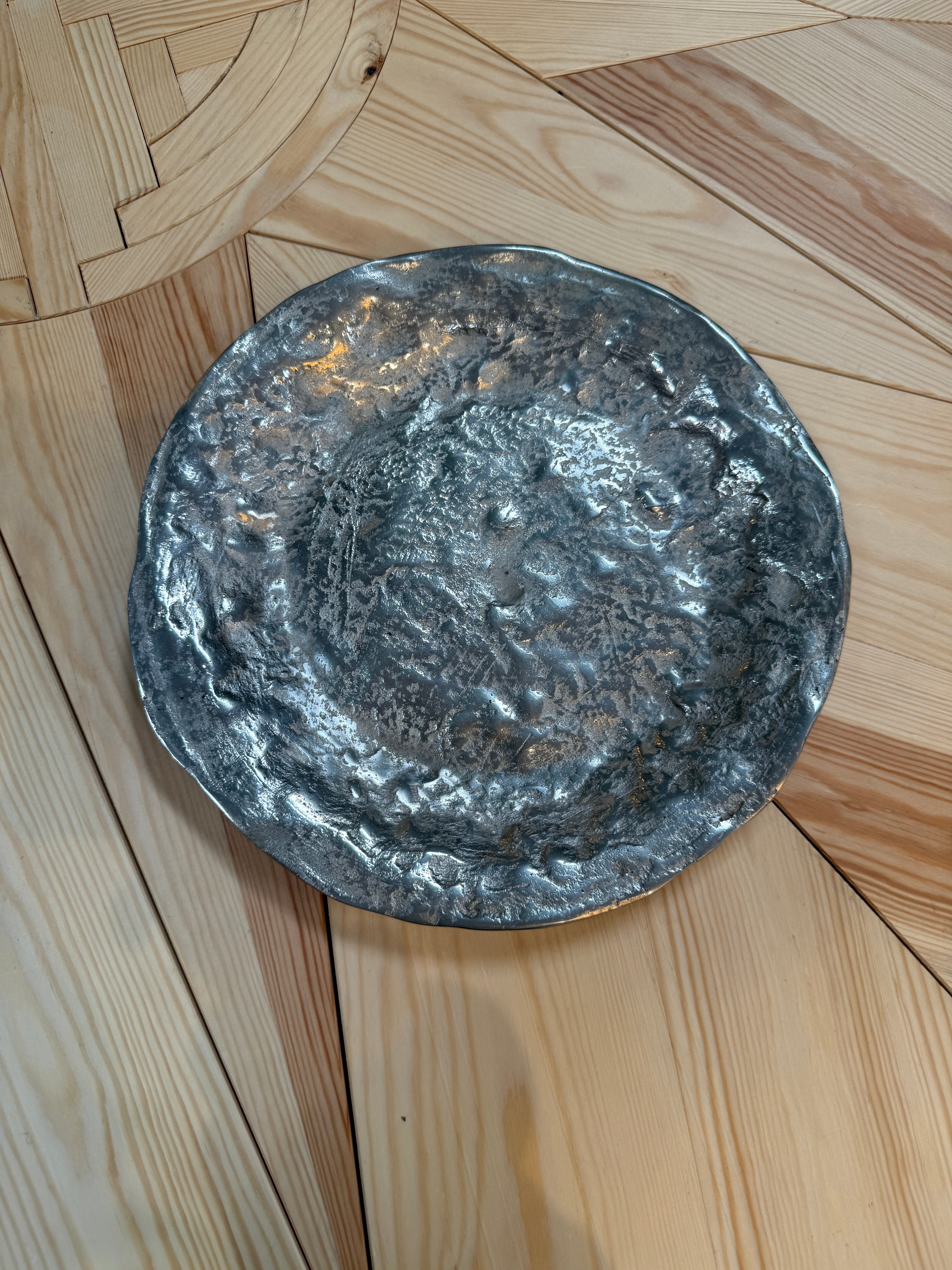 Sculptural Silver-Tone Decorative Dish