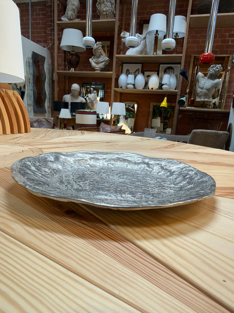 Sculptural Silver-Tone Decorative Dish