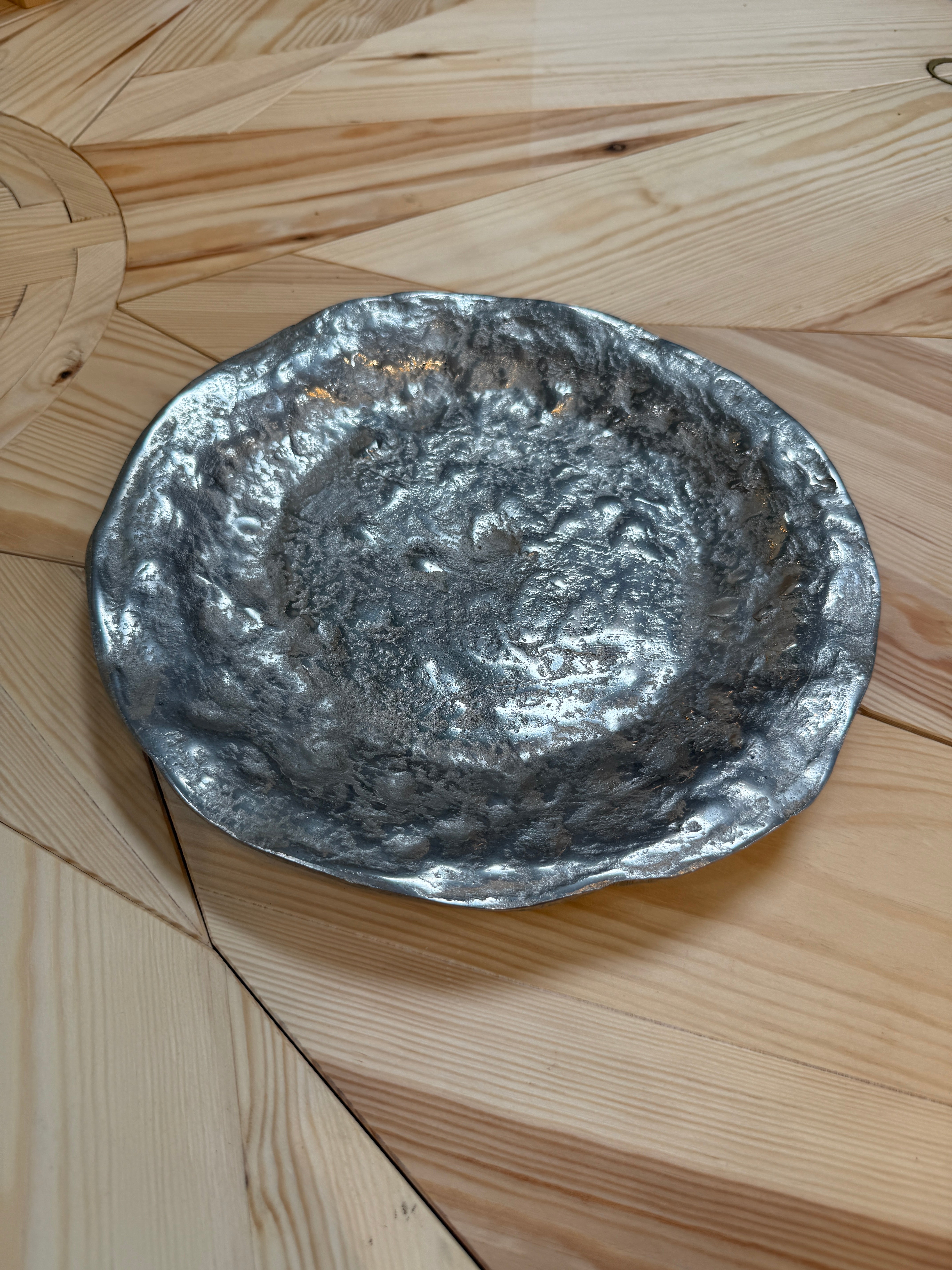 Sculptural Silver-Tone Decorative Dish