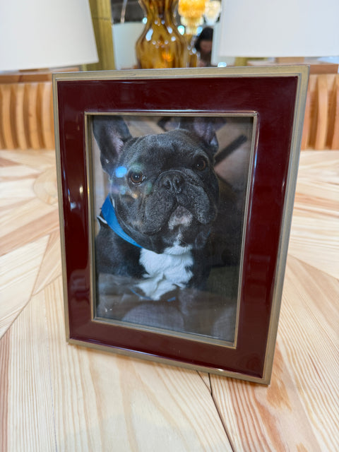 Burgundy and Brass Tabletop Picture Frame