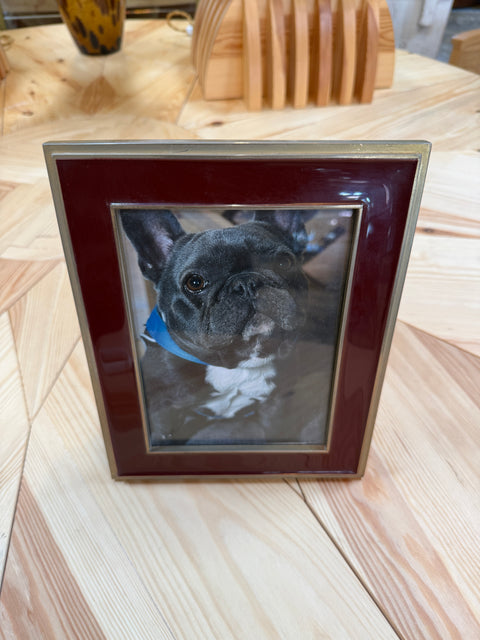 Burgundy and Brass Tabletop Picture Frame