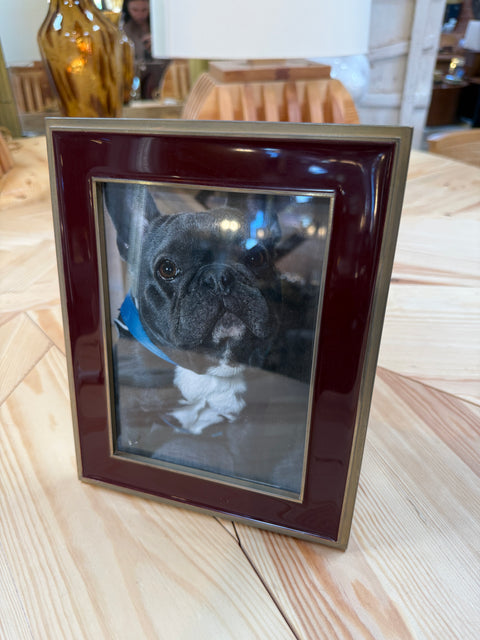 Burgundy and Brass Tabletop Picture Frame