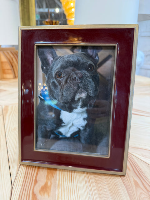 Burgundy and Brass Tabletop Picture Frame