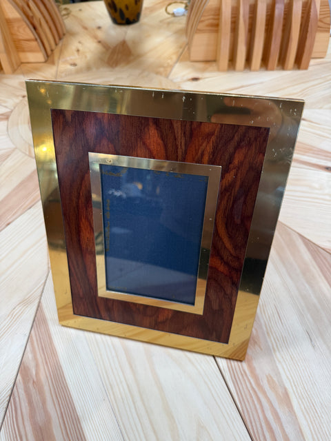 Vintage Wood and Brass Picture Frame