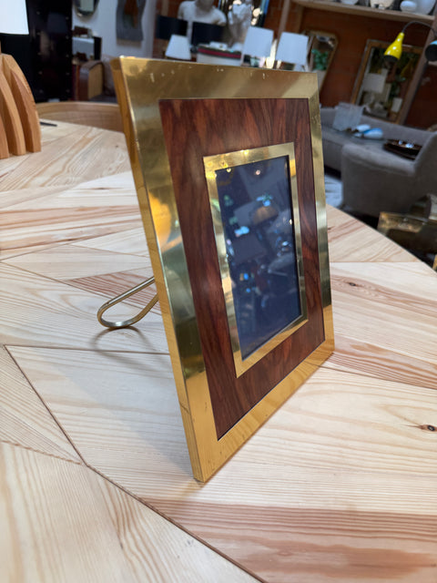 Vintage Wood and Brass Picture Frame