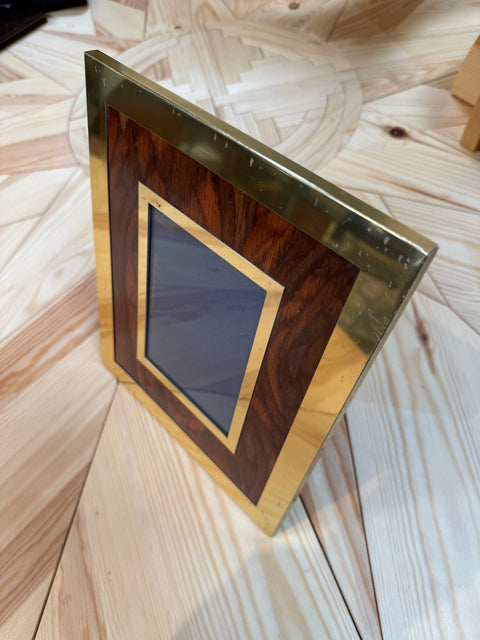 Vintage Wood and Brass Picture Frame