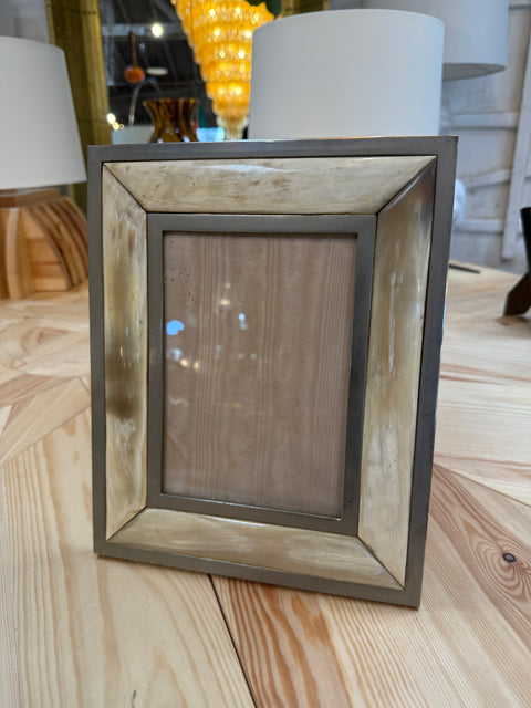 Vintage Horn and Metal Picture Frame