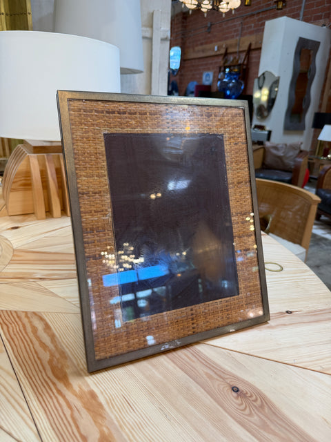 Woven Rattan Picture Frame with Metal Border