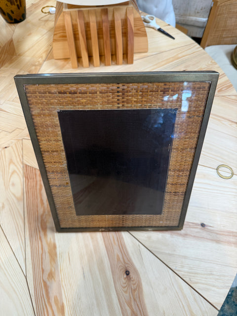 Woven Rattan Picture Frame with Metal Border
