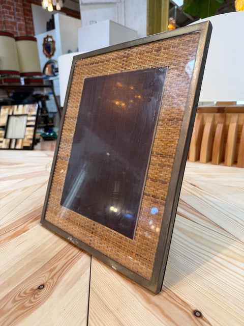 Woven Rattan Picture Frame with Metal Border