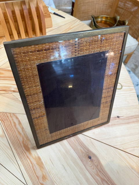 Woven Rattan Picture Frame with Metal Border