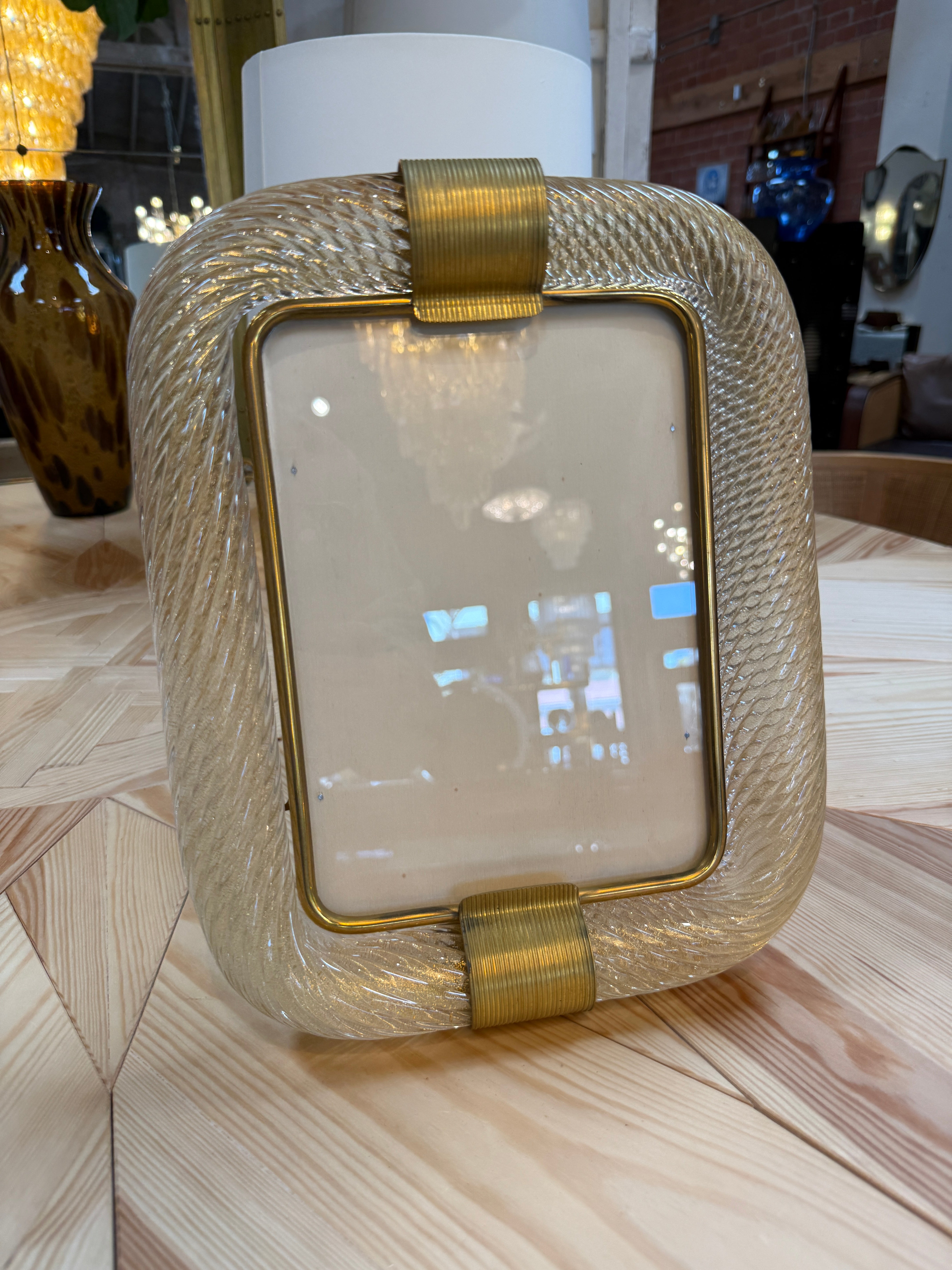 Murano Glass Picture Frame with Gold Accents