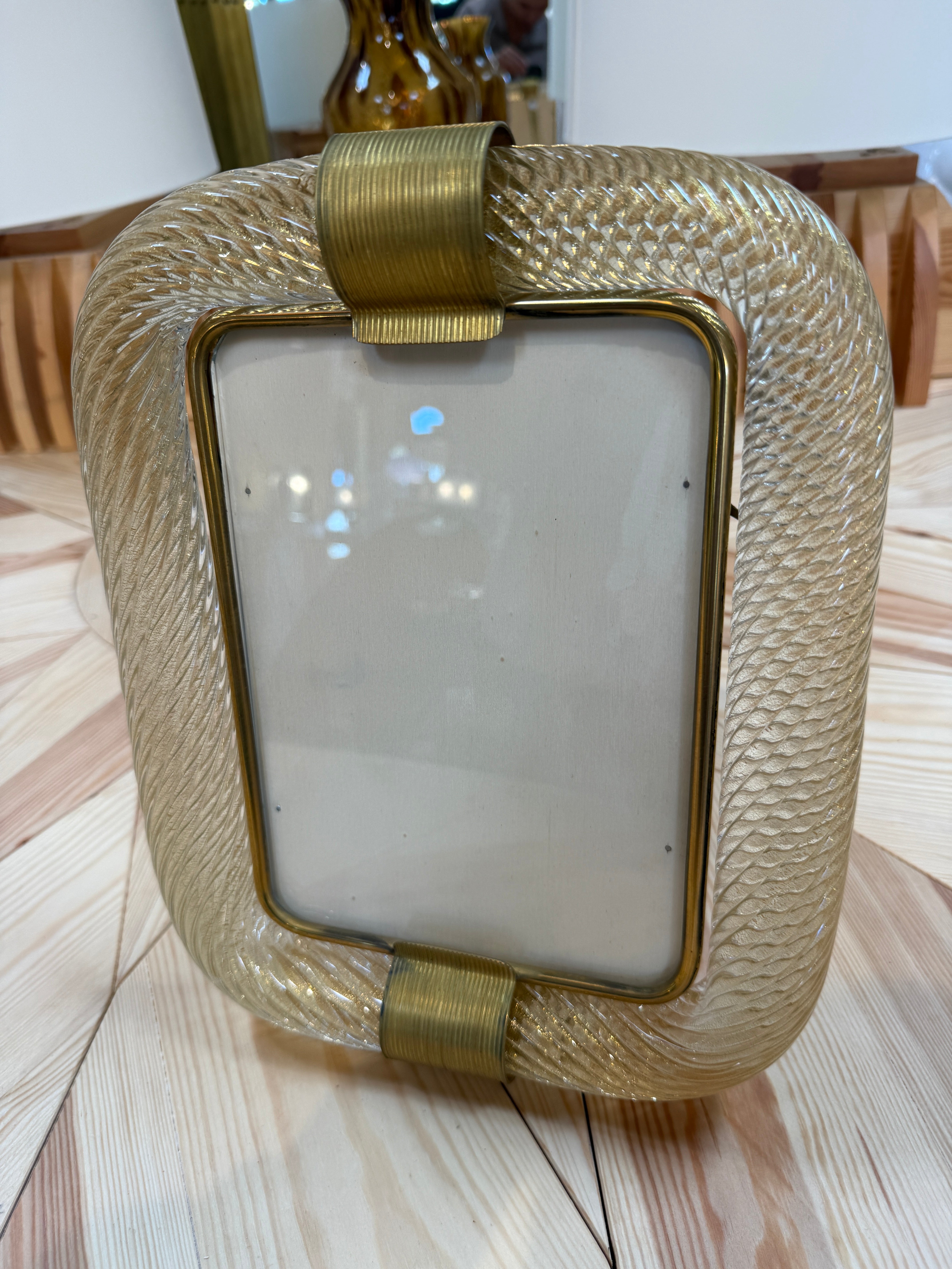 Murano Glass Picture Frame with Gold Accents