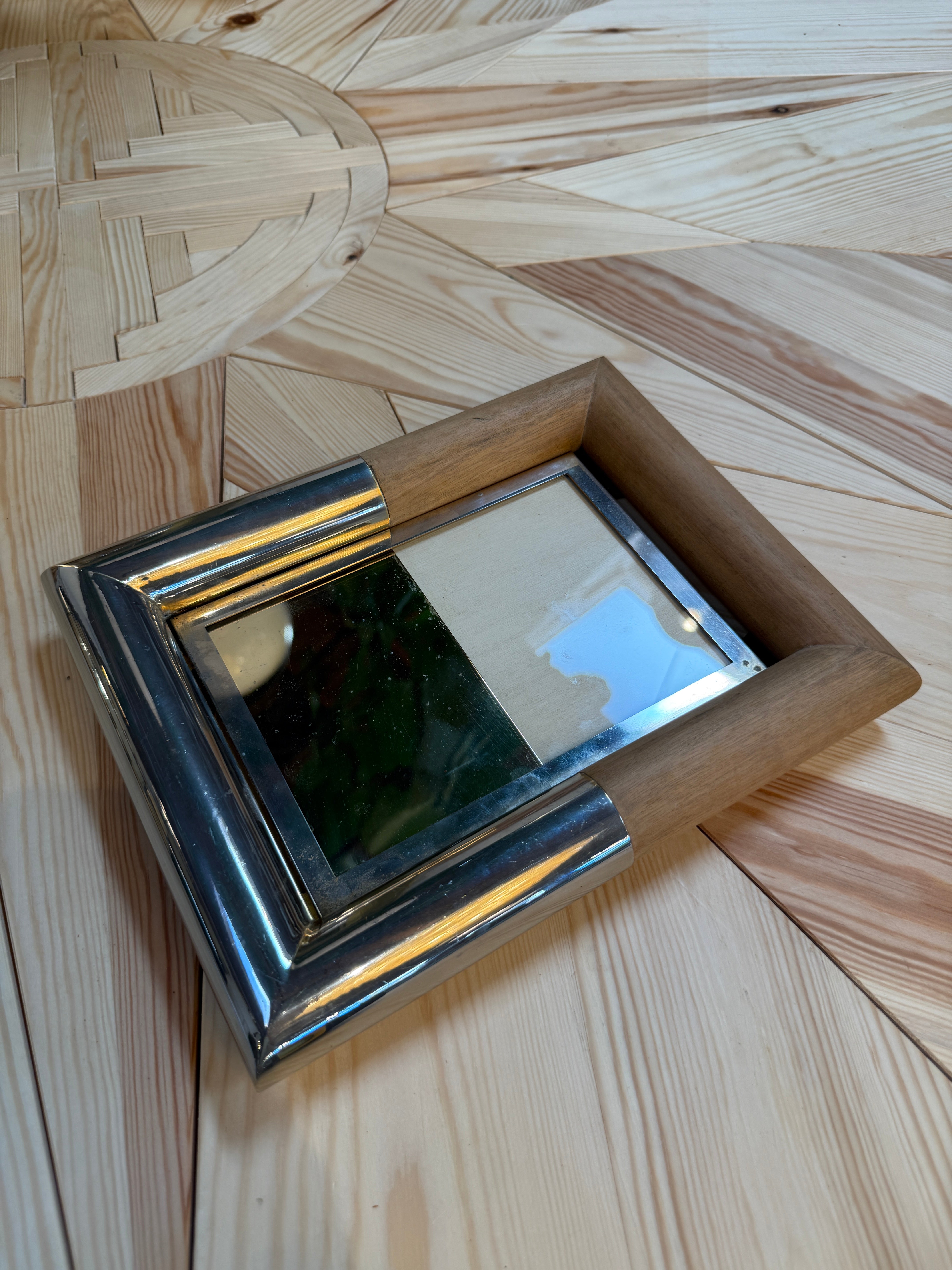 Wood and Silver-Plated Table Picture Frame by Paolo Traversi