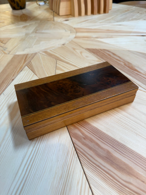 Wooden Box with Burl Veneer Detail