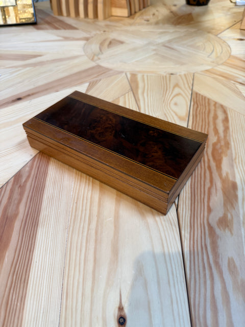 Wooden Box with Burl Veneer Detail