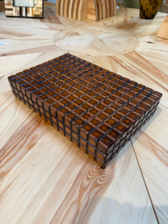 Vintage Geometric Wood Decorative Box