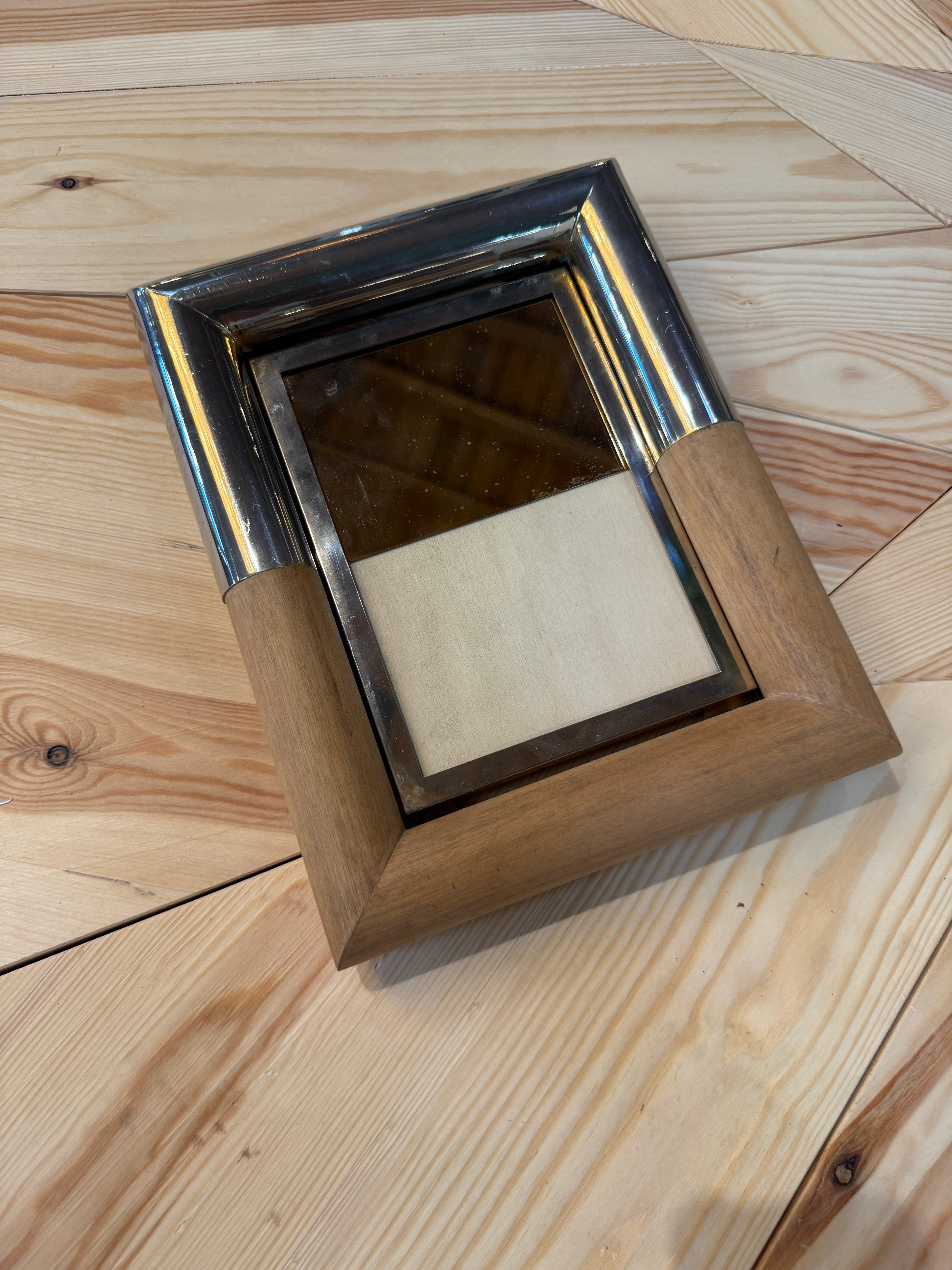 Wood and Silver-Plated Table Picture Frame by Paolo Traversi