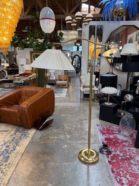 Elegant Brass Swivel Arm Floor Lamp with Pleated Shade