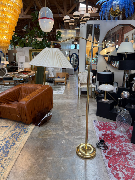 Elegant Brass Swivel Arm Floor Lamp with Pleated Shade