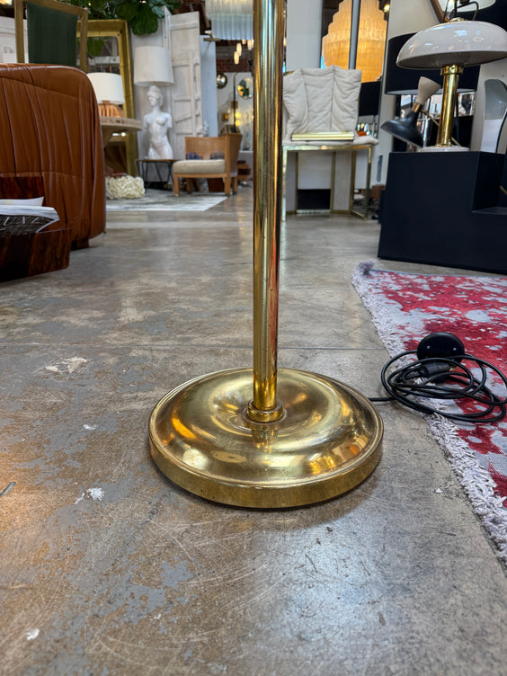 Elegant Brass Swivel Arm Floor Lamp with Pleated Shade