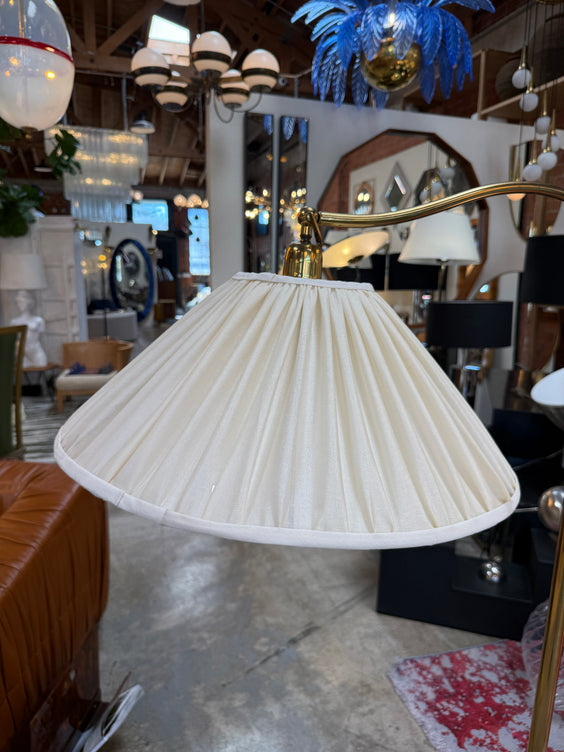 Elegant Brass Swivel Arm Floor Lamp with Pleated Shade