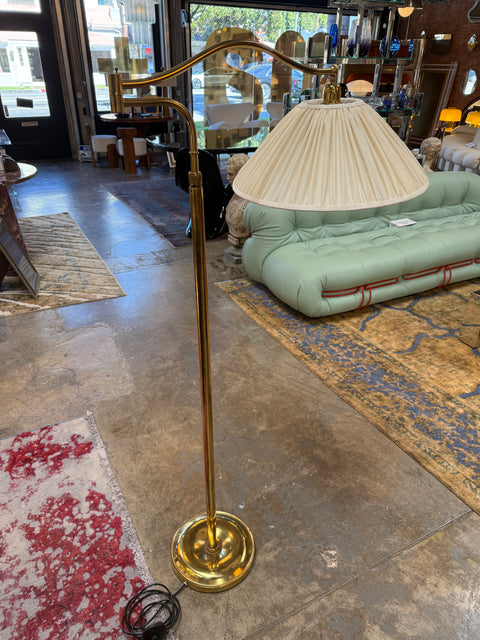 Elegant Brass Swivel Arm Floor Lamp with Pleated Shade