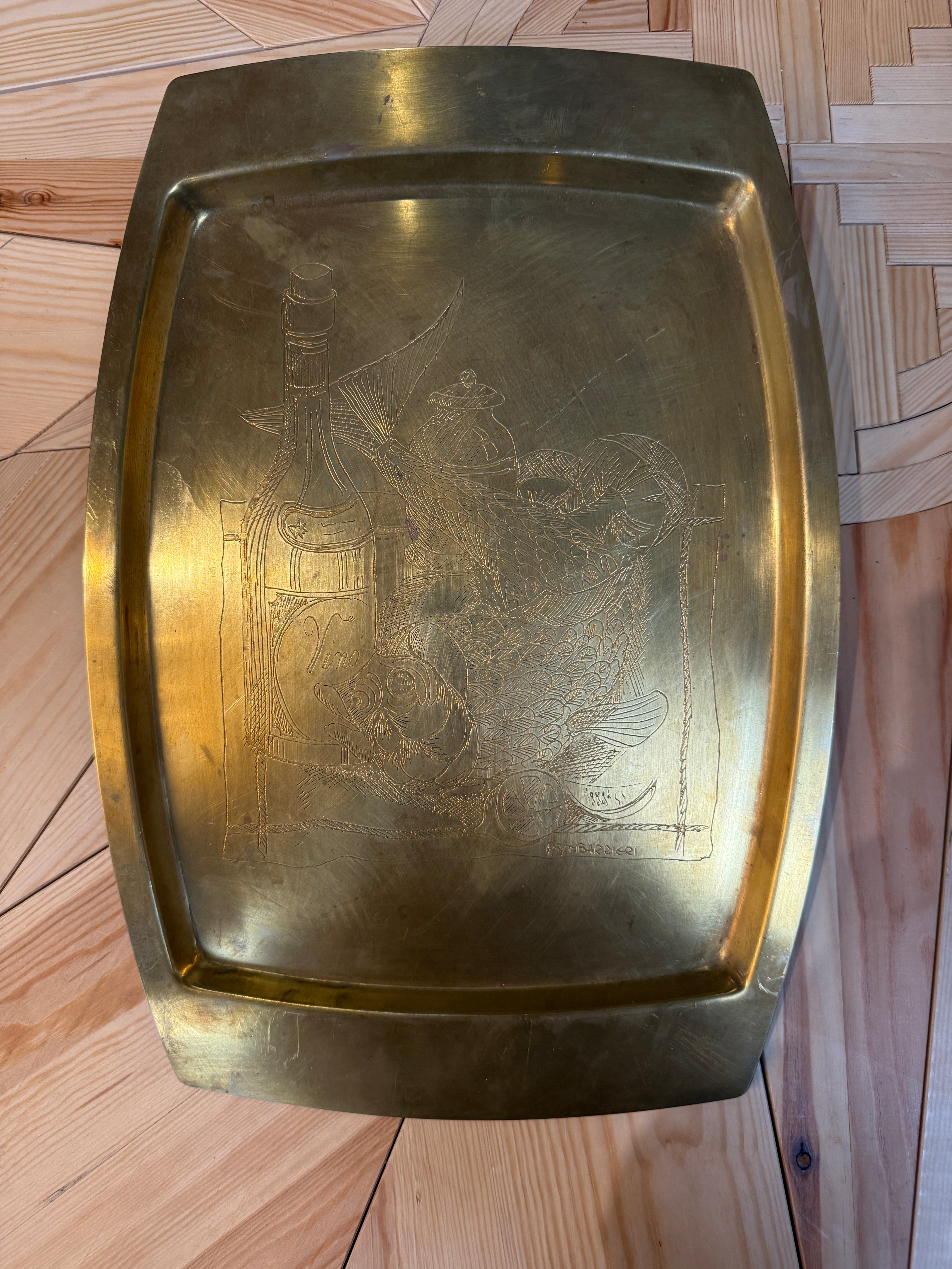 Remo Bombarieri Engraved Brass Tray