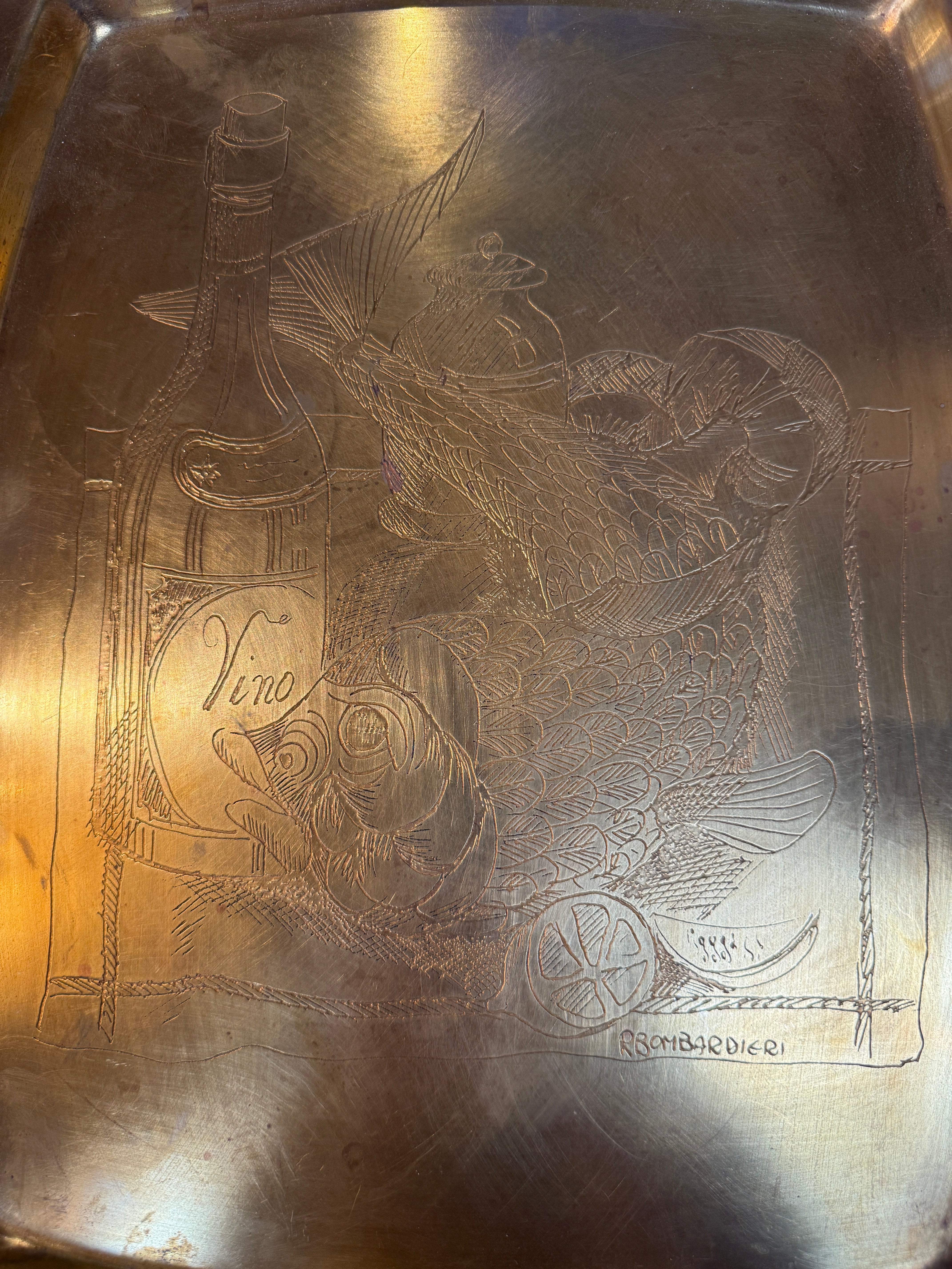 Remo Bombarieri Engraved Brass Tray