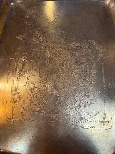 Remo Bombarieri Engraved Brass Tray