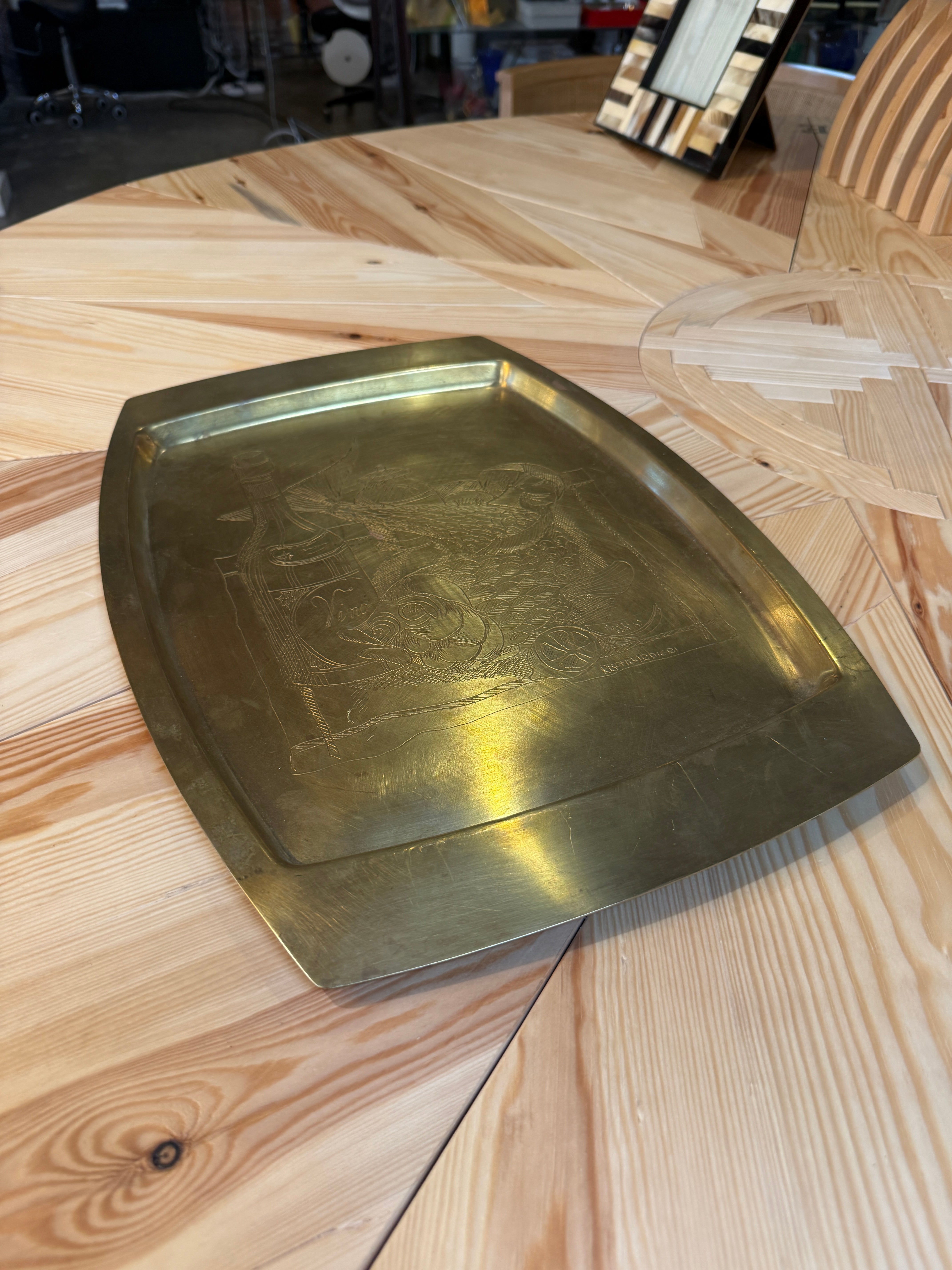 Remo Bombarieri Engraved Brass Tray