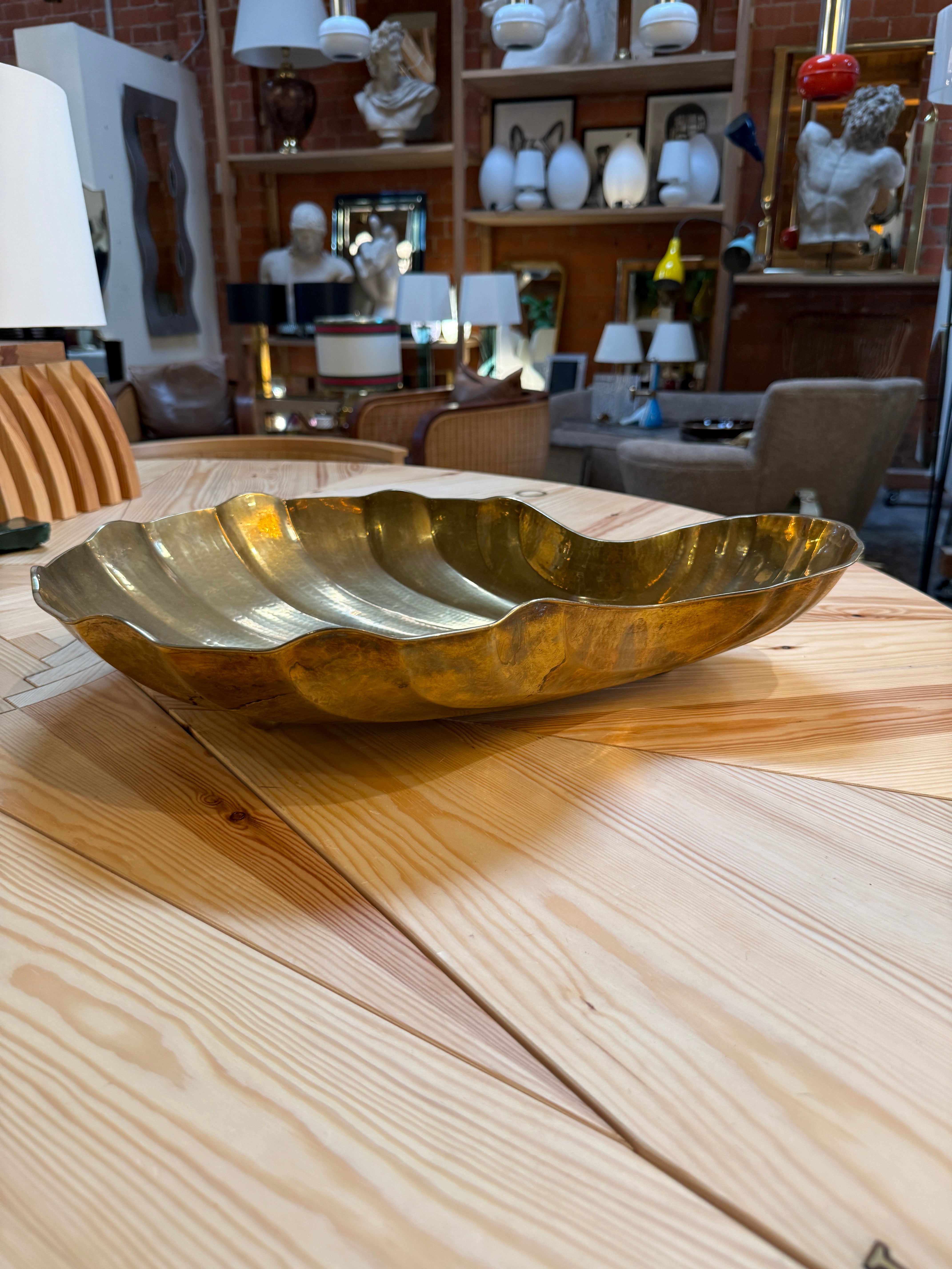Sculptural Shell-Form Brass Tray