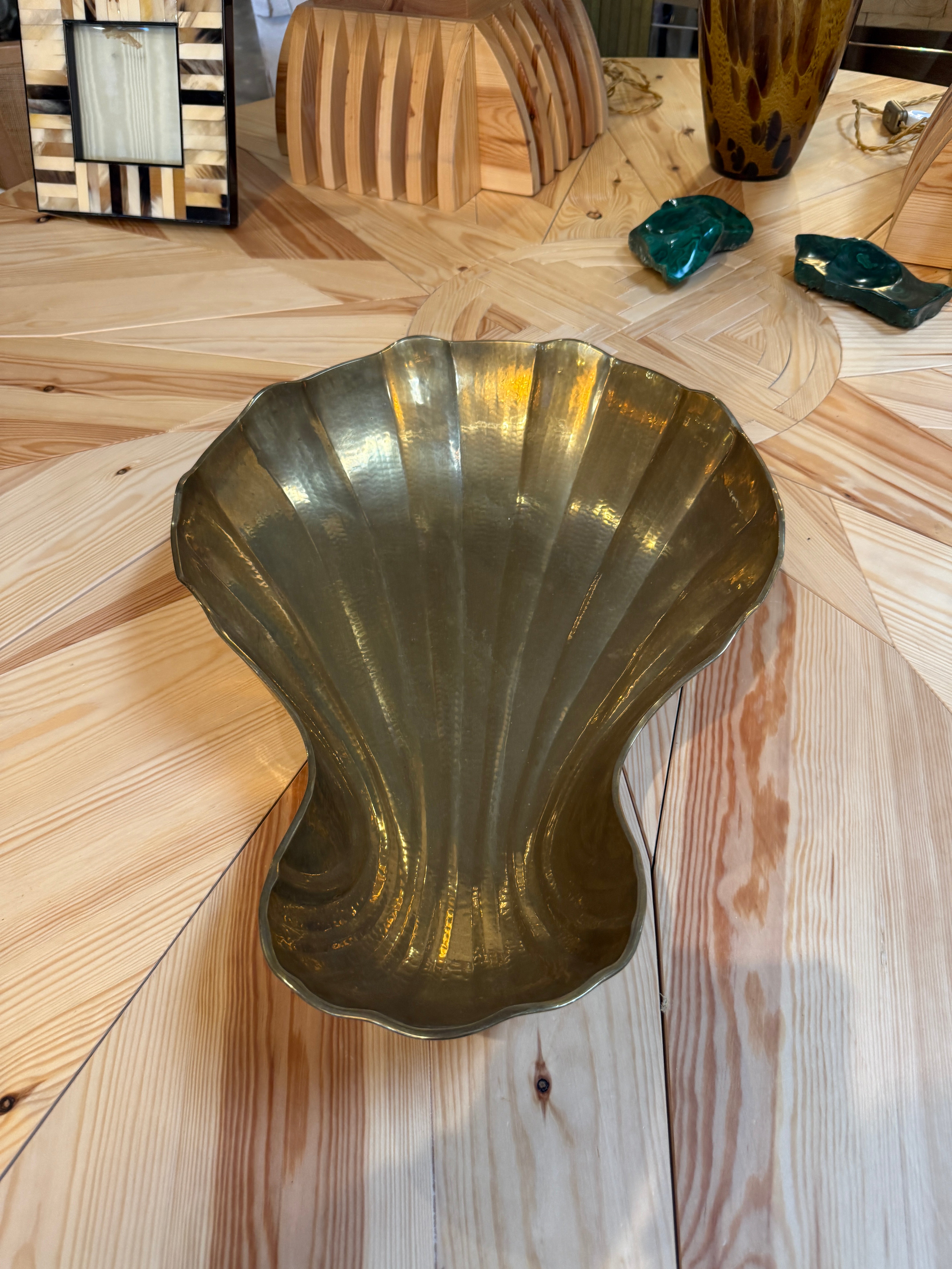 Sculptural Shell-Form Brass Tray