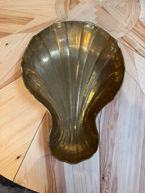 Sculptural Shell-Form Brass Tray