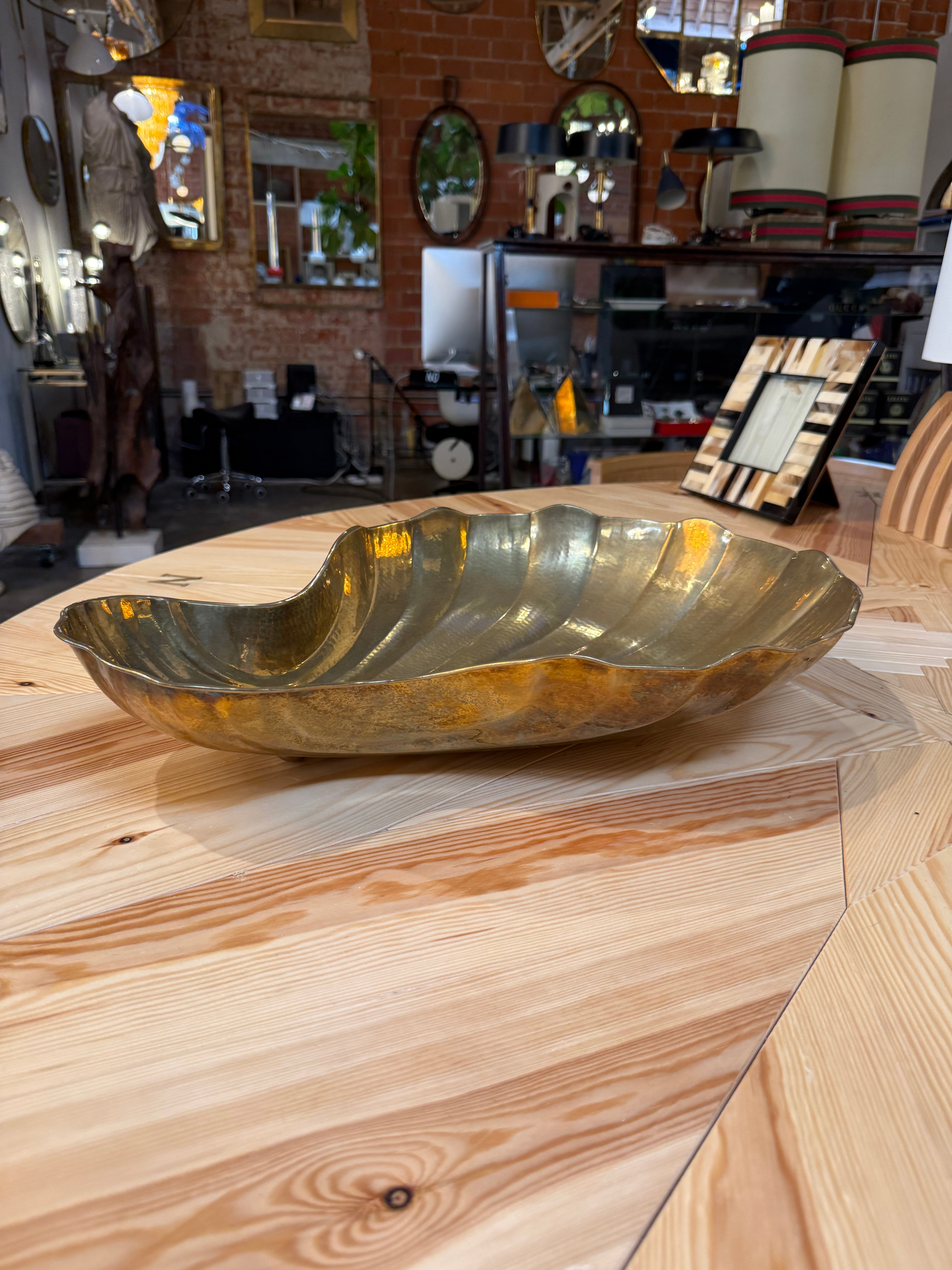 Sculptural Shell-Form Brass Tray
