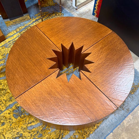 Rare Modular "Quadrifoglio" Coffee Table in Carved Oak by Giuseppe Rivadossi, 1970s