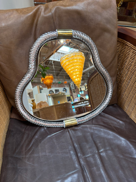 Pear Murano Glass and Brass Wall Mirror