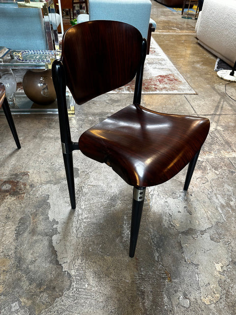 Set of 4 Rosewood and Black Lacquered "S83" Side Chairs by E.Gerli for Tecno