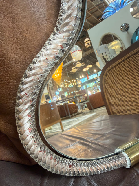 Pear Murano Glass and Brass Wall Mirror