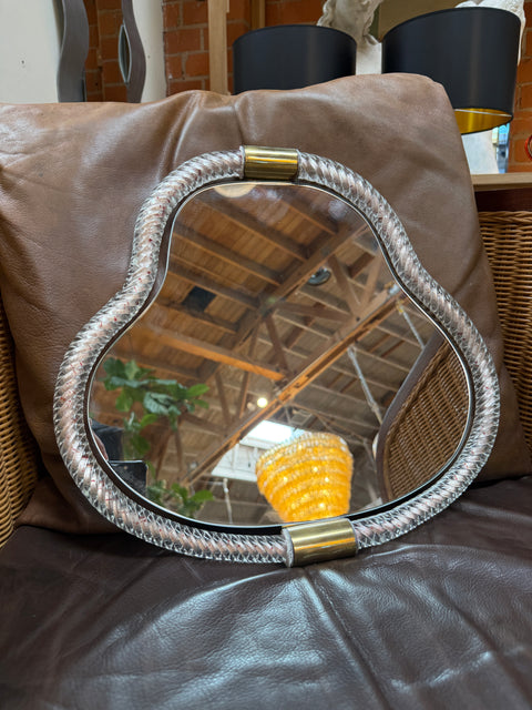 Pear Murano Glass and Brass Wall Mirror