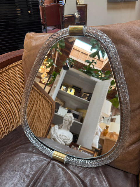 Murano Glass Wall Mirror with Brass Accents
