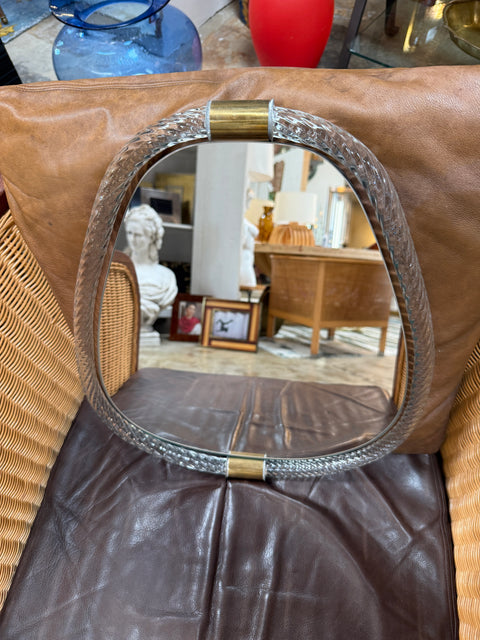 Murano Glass Wall Mirror with Brass Accents