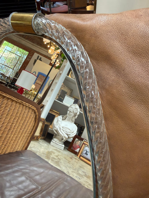 Murano Glass Wall Mirror with Brass Accents