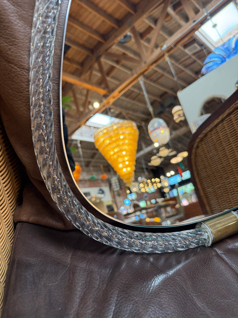 Murano Glass Wall Mirror with Brass Accents